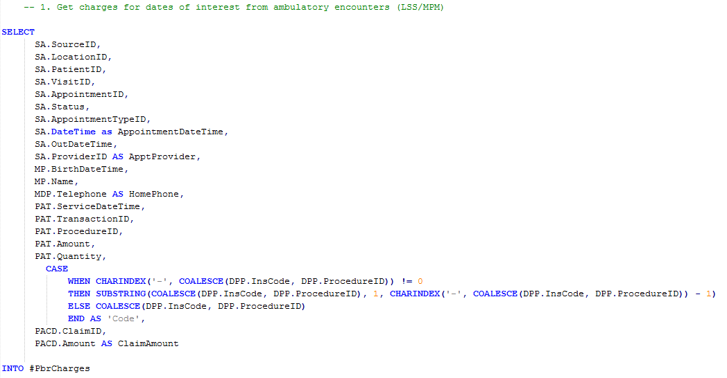 clinic hospital matching charges